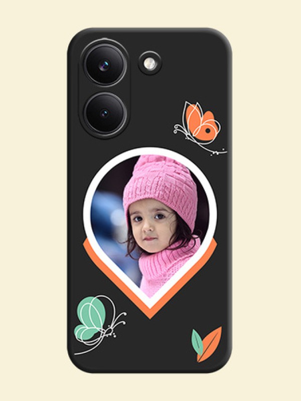 Upload Pic With Simple Butterly Design On Space Black Custom Soft Matte Mobile Back Cover - Xiaomi Redmi Turbo 5