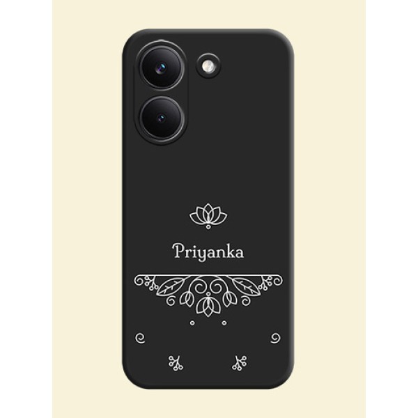 Lotus Garden Custom Text On Space Black Custom Soft Matte Mobile Back Cover - Xiaomi Redmi Turbo 5