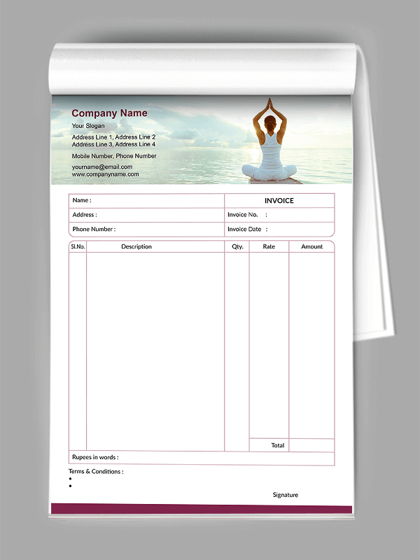 Yoga  Bill Book Design
