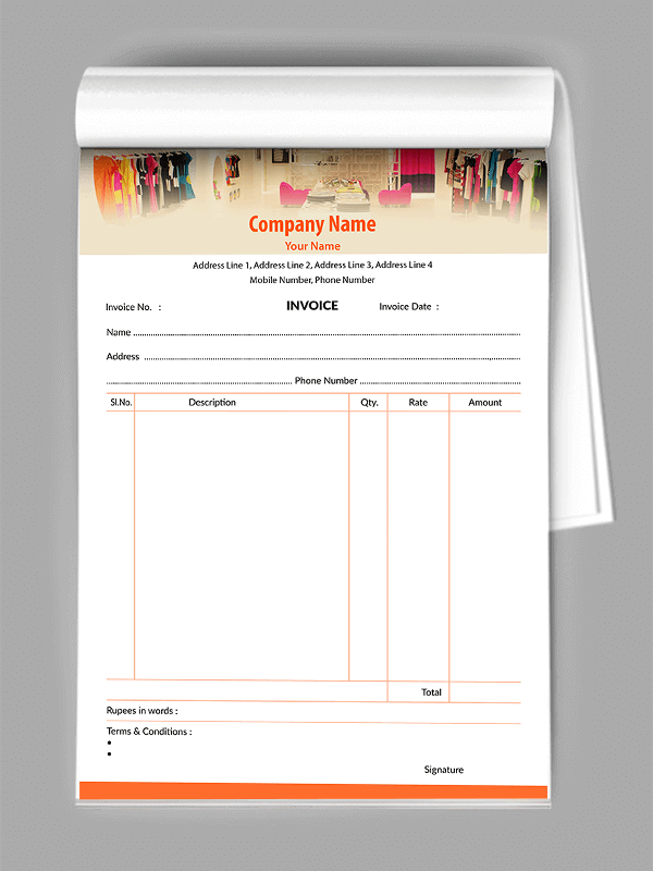 Saree Shop Bill Book Design