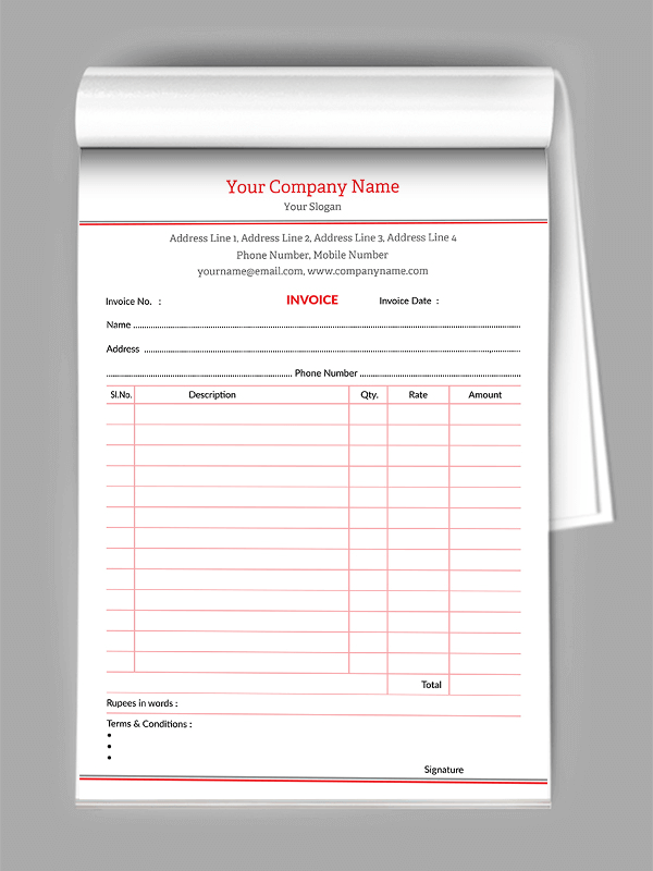 Professional  Bill Book Design
