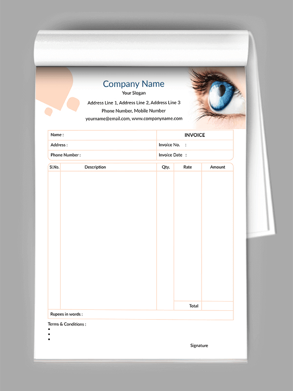 Eye Care Bill Book Design