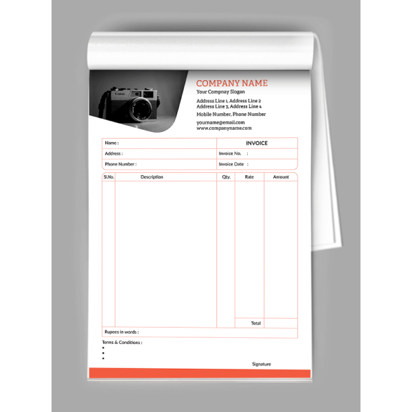 Photography Bill Book Design