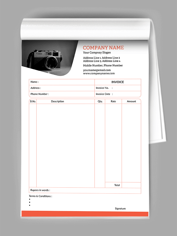 Photography Bill Book Design