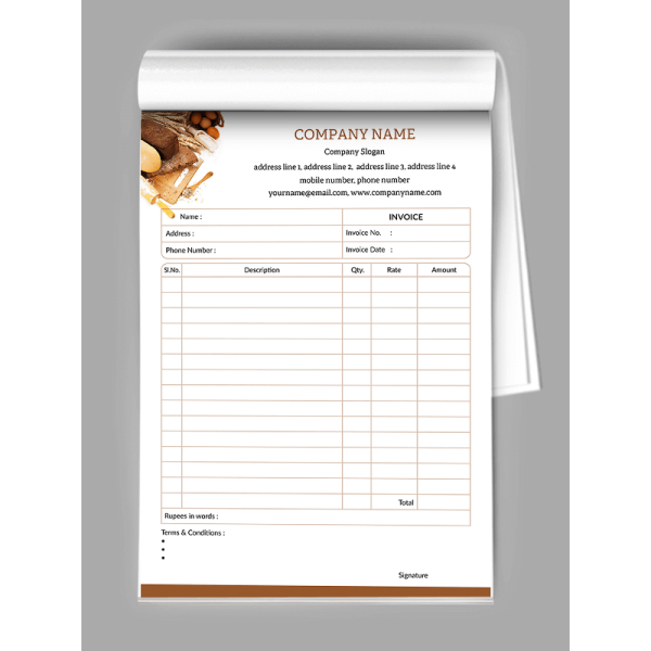 Bakery  Bill Book Design