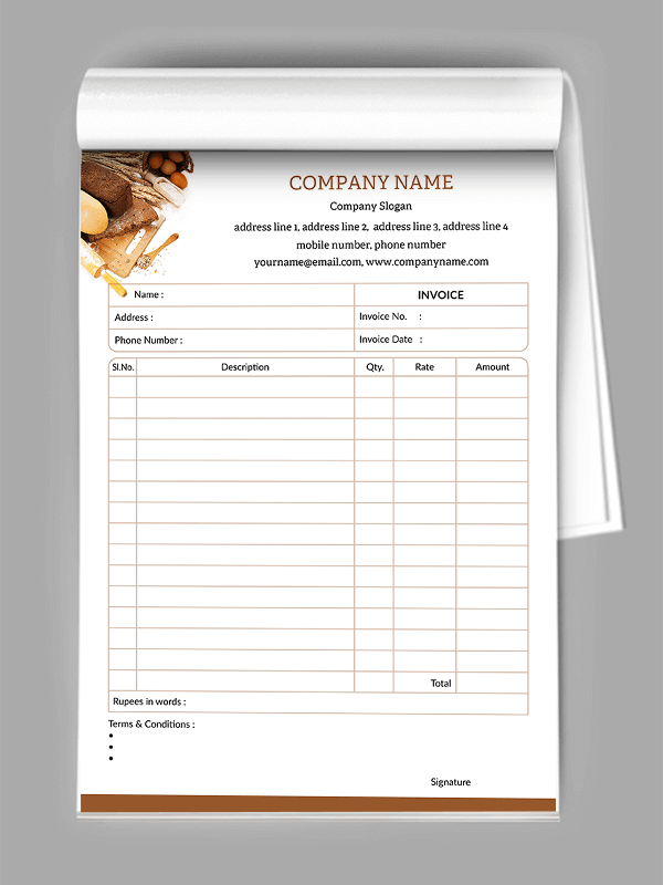 Bakery  Bill Book Design