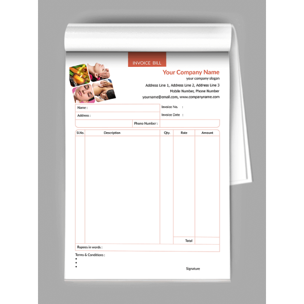 Beauty Spa Bill Book Design