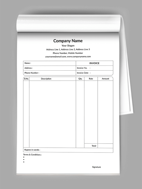 Travels Company  Bill Book Design
