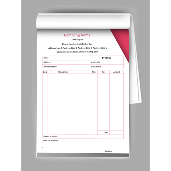Beauty Spa Bill Book Design