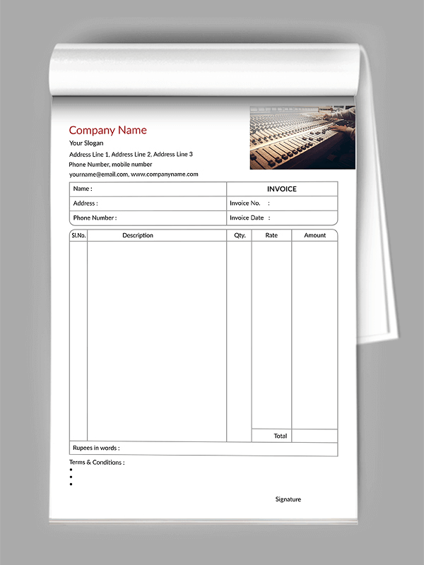 Musician Bill Book Design