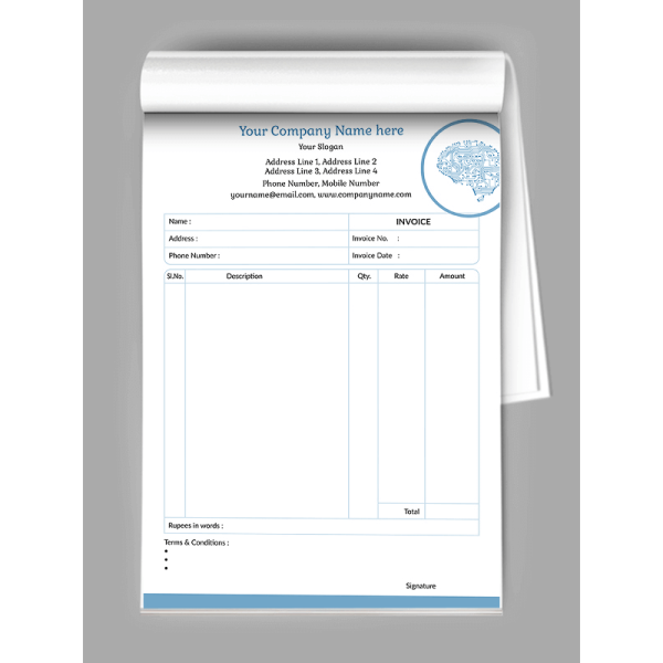 Computer Spare parts Bill Book Design