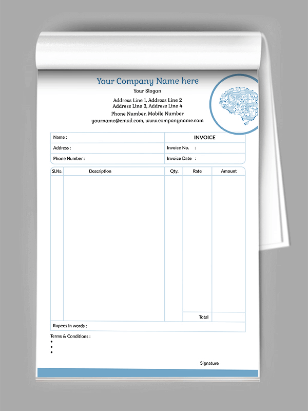 Computer Spare parts Bill Book Design