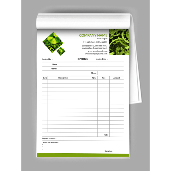 Automobiles Bill Book Design