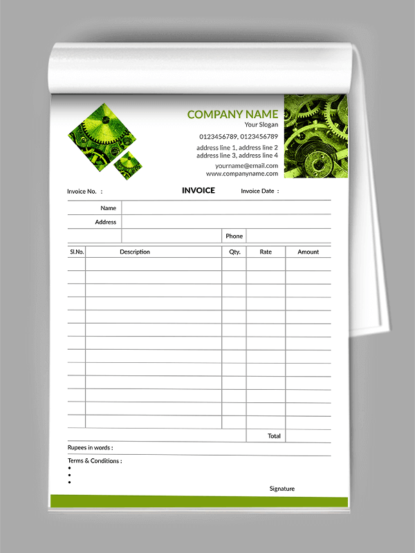 Automobiles Bill Book Design