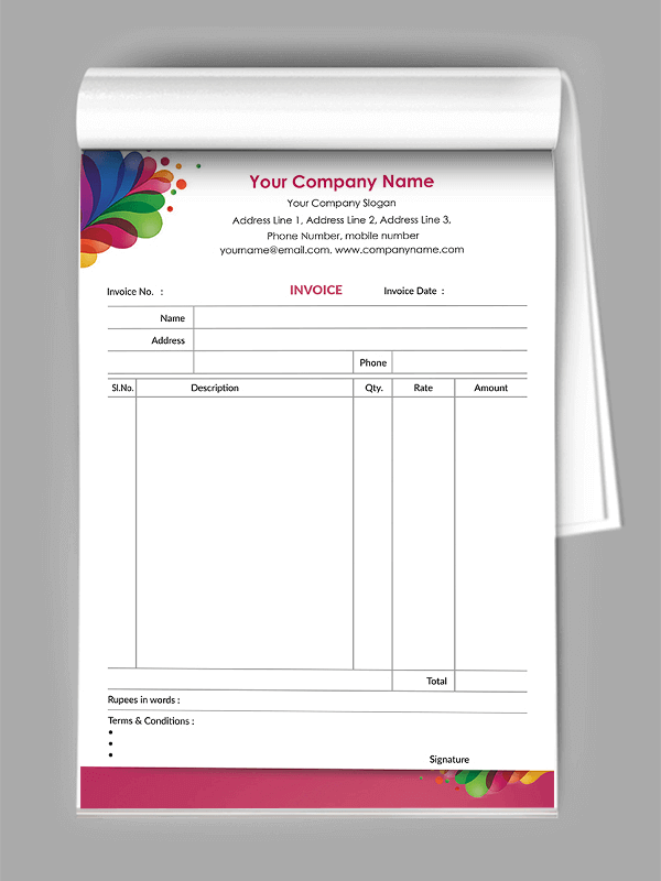 Paint Shop Bill Book Design