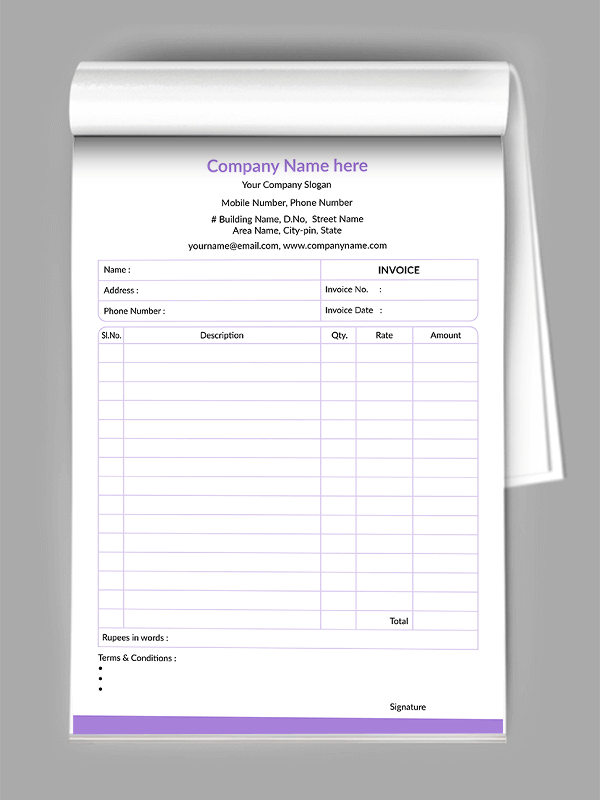 Professional Bill Book Design