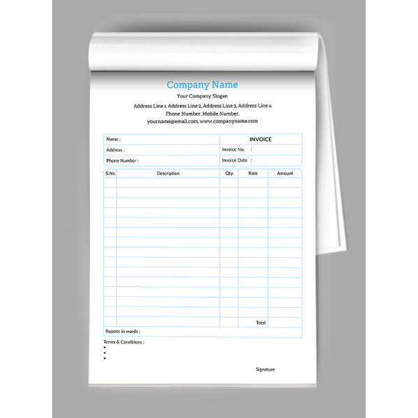 Furniture Shop  Bill Book Design