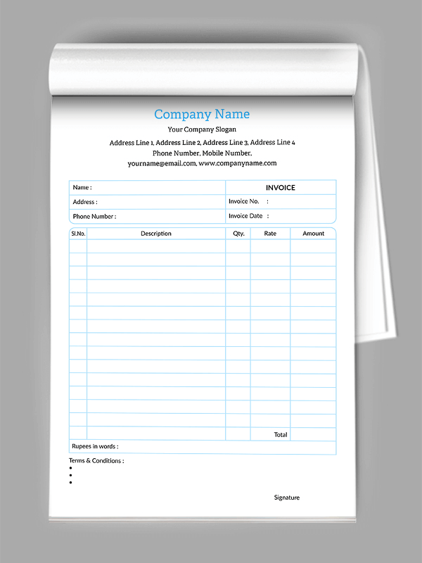 Furniture Shop  Bill Book Design