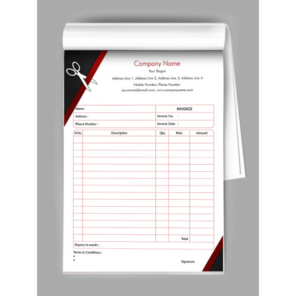Tailor Shop Bill Book Design