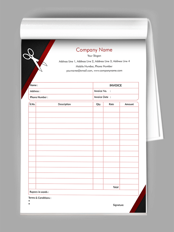 Tailor Shop Bill Book Design