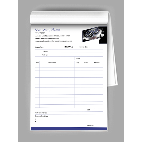 Watch Shop Bill Book Design