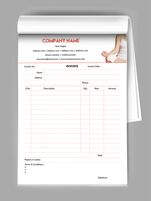 Yoga Trainer Bill Book Design
