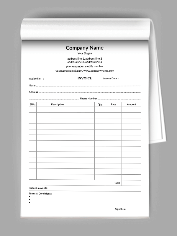 Software Company Bill Book Design