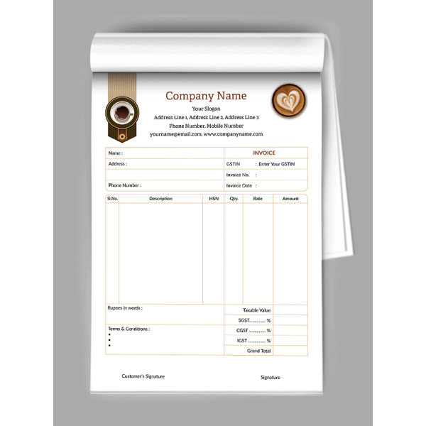Coffee Shop Bill Book