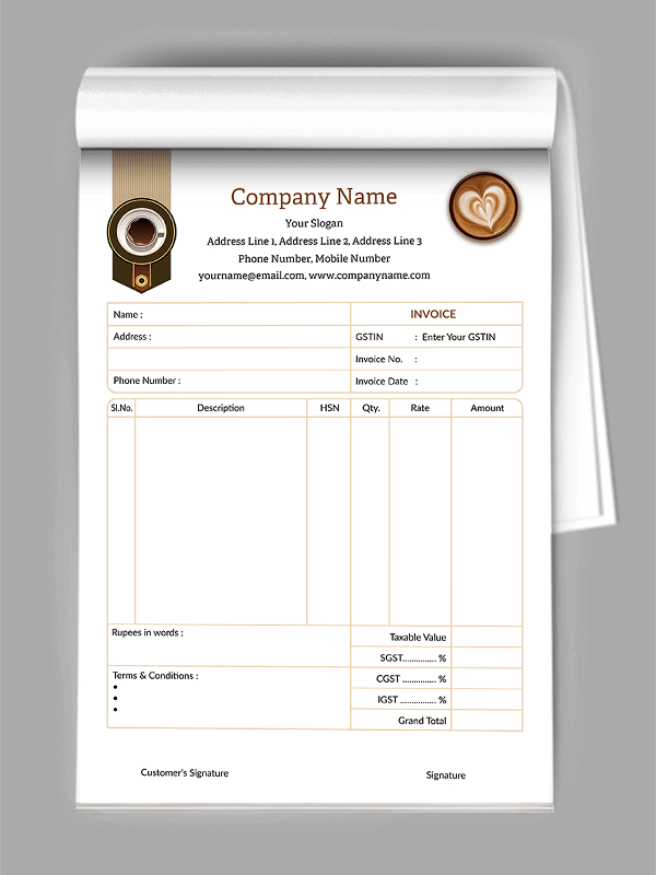 Coffee Shop Bill Book