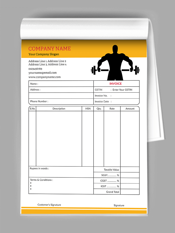 Gym Bill Book