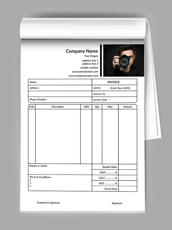 Photography Bill Book