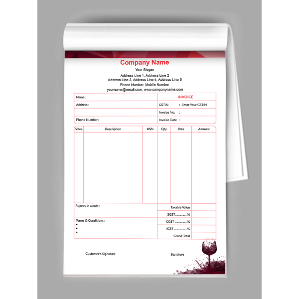 Bar & Restaurant Bill Book