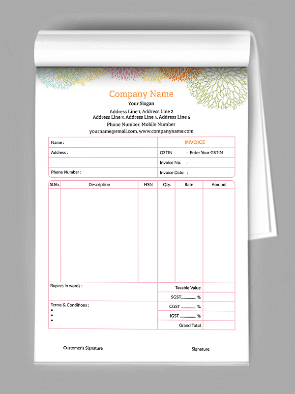 Florist Bill Book