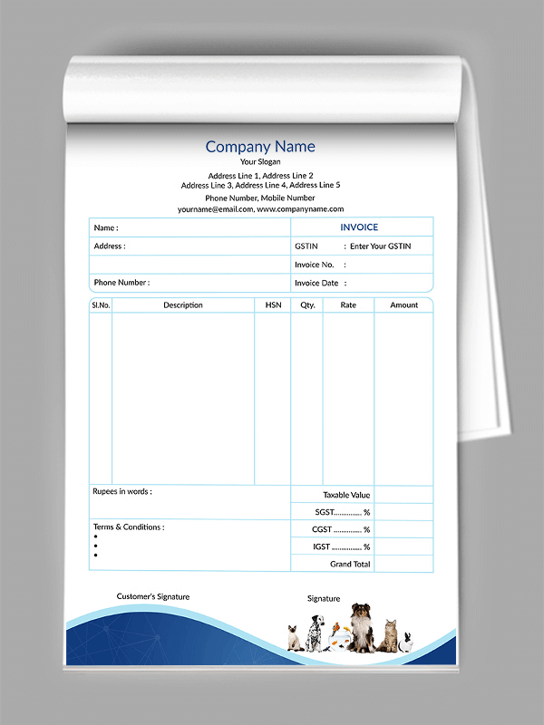 Pet Clinic Bill Book