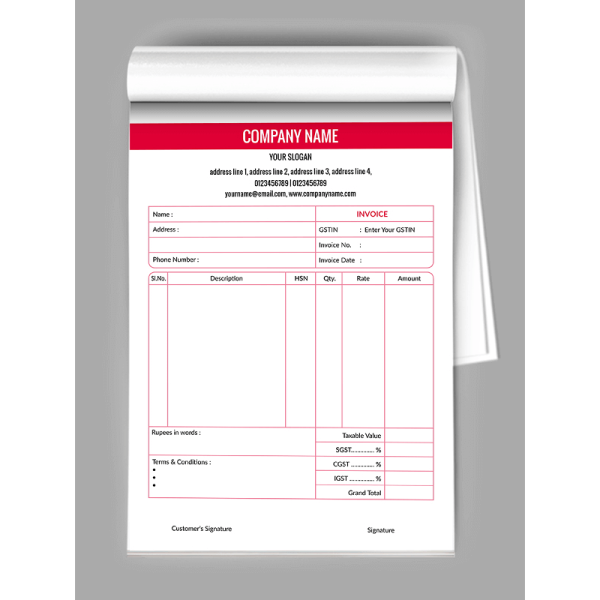 Red And White Bill Book