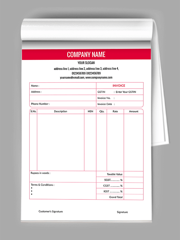Red And White Bill Book