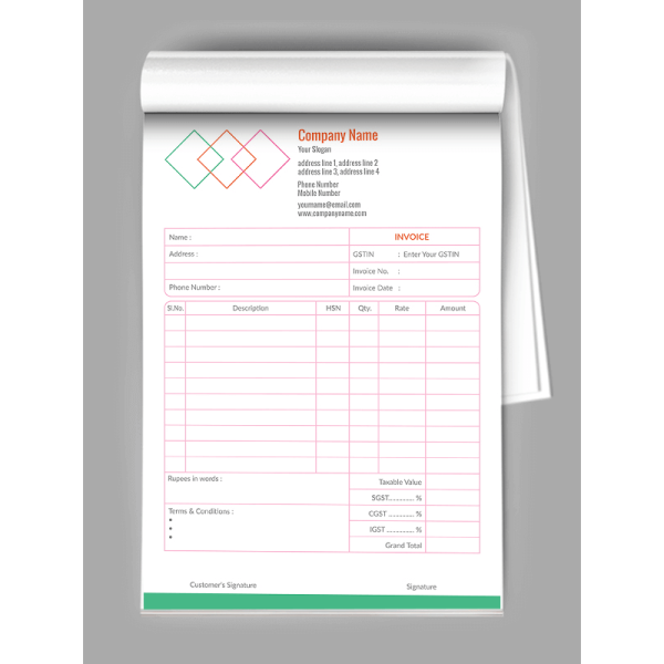 Mechanic Bill Book