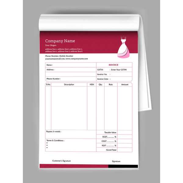 Garment Bill Book