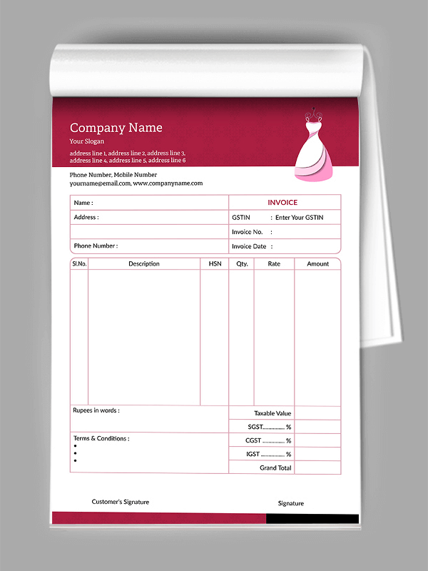 Garment Bill Book