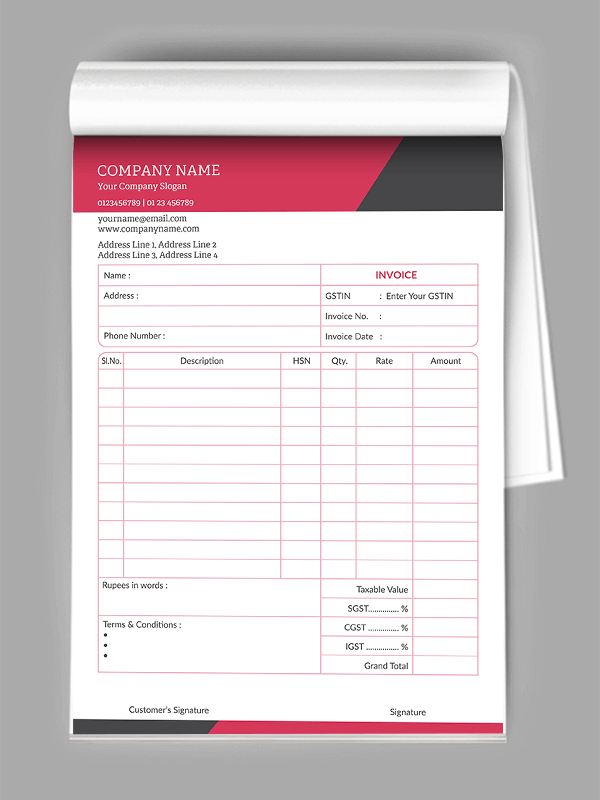 Custom Bill Book