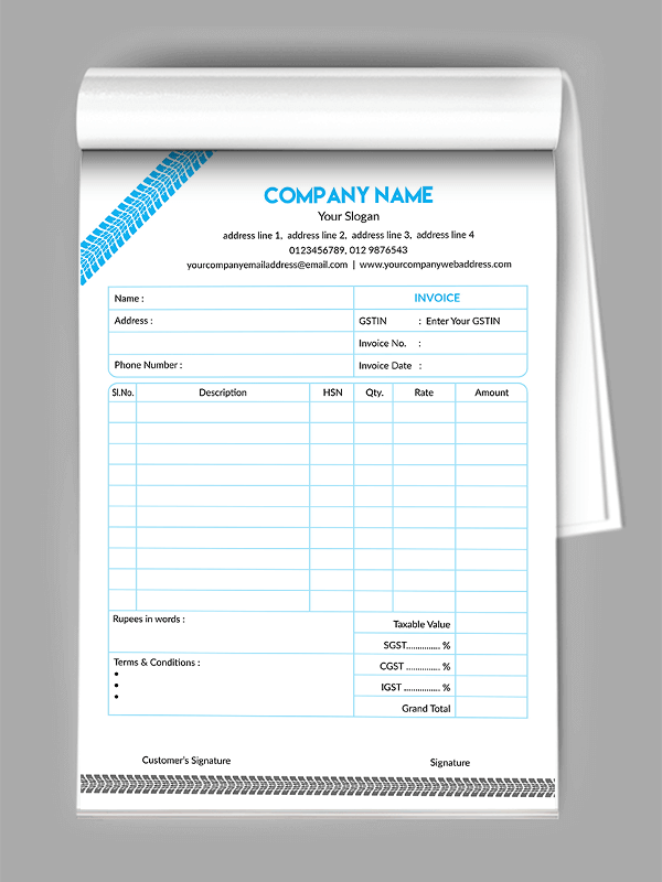 Tyre Dealers Bill Book