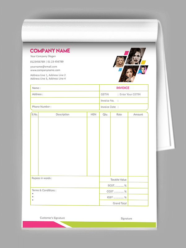 Pink Aand Green Bill Book