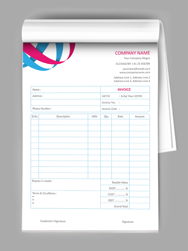 Fitness Center Bill Book