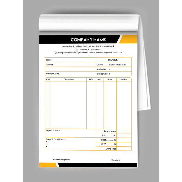 Black And Yellow Bill Book