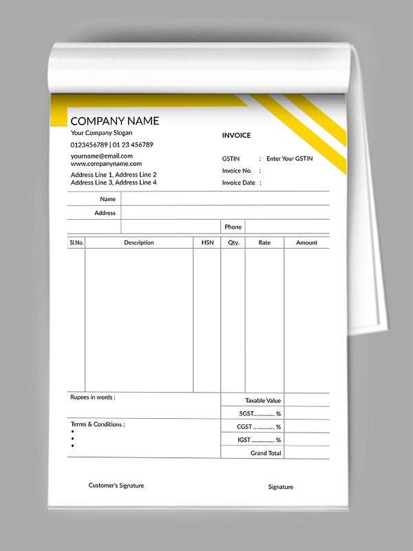 Yellow and Black Bill Book