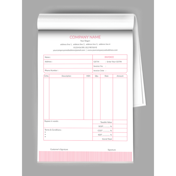 Pink Stripes Bill Book