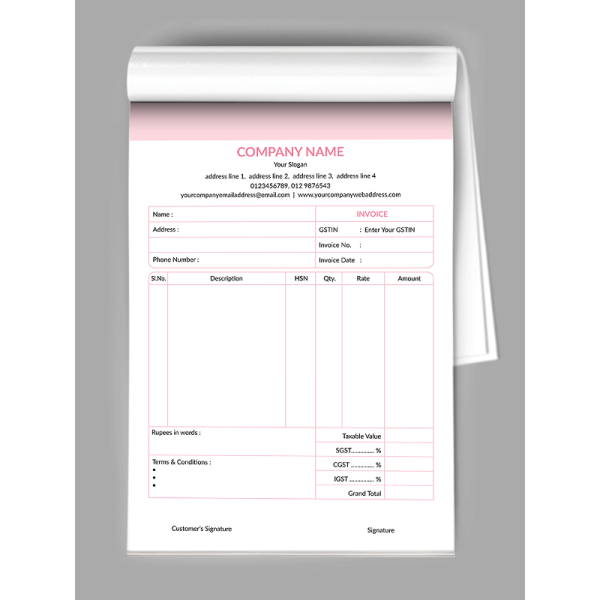 Light Pink Bill Book