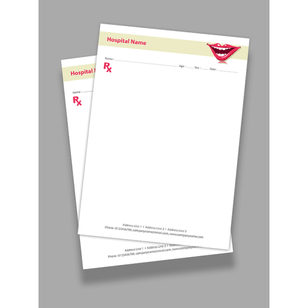 Dental Hospital Prescription Pad Design