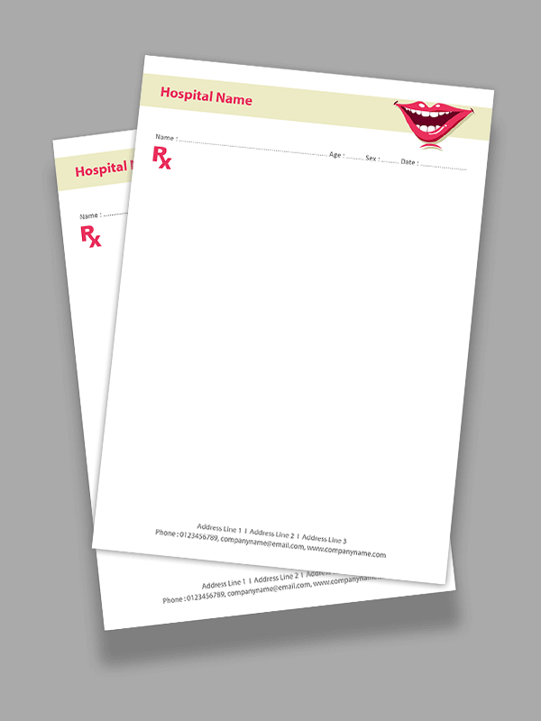 Dental Hospital Prescription Pad Design