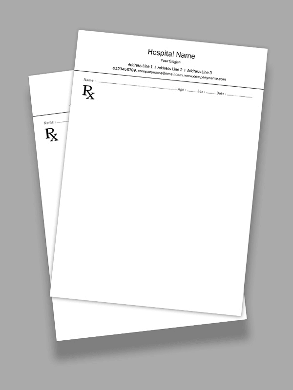 Simple Black & White Prescription Pad Design